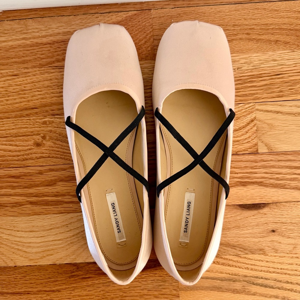 Sandy Liang Pink Satin Ballet Flats